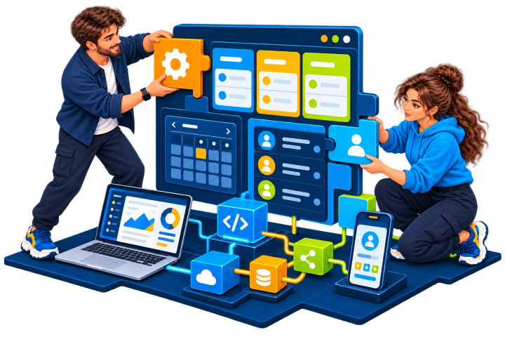 Equipo creativo desarrollando plataformas y software