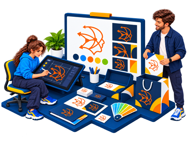 Estudio creativo desarrollando identidad visual y piezas de marca